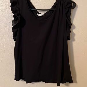 Women’s ruffle black tank top